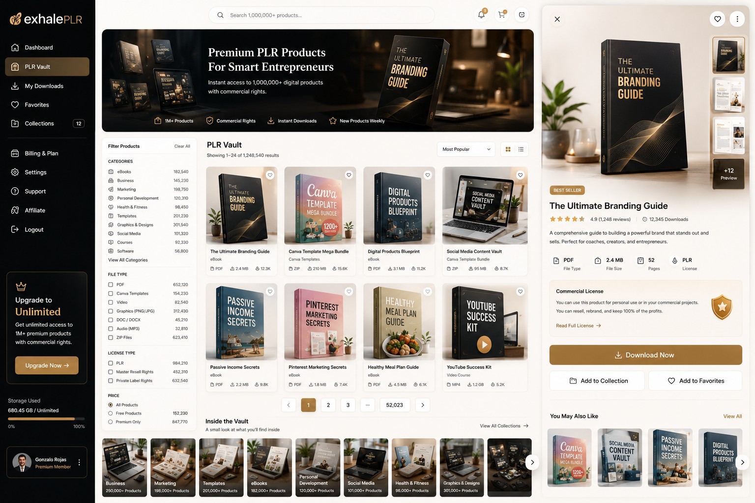 Konceptbild av medlemsbiblioteket i ExhalePLR